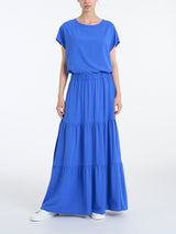 Gonna lunga tinta unita in Ecoseta Blu Donna - Ragno