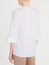 Blusa con scollo a V e manica 3/4 in Ecoseta Bianchi Donna - Ragno