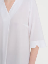 Blusa con scollo a V e manica 3/4 in Ecoseta Bianchi Donna - Ragno