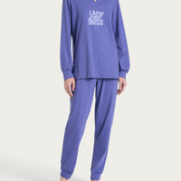 Pigiama con scollo a goccia in Jersey di cotone Blu Donna - Ragno