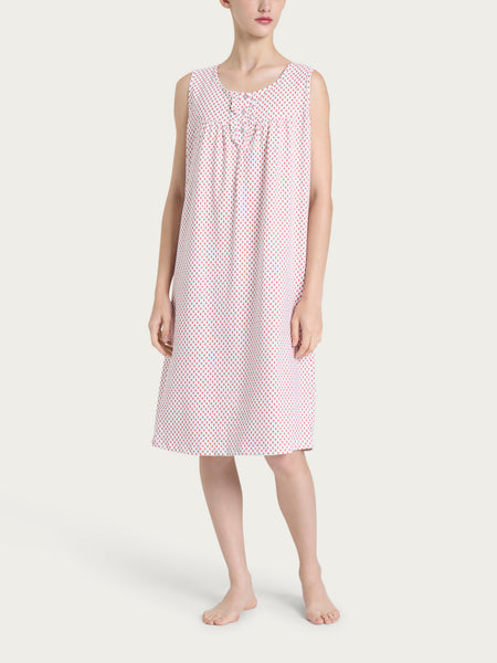 Mey Camicia Da Notte Donna In Cotone 100% - Serie Scribbled Dots - Stampa Pois, Scollo A Coste, Lunghezza Al Ginocchio - 3
