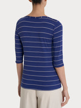 Maglietta skinny con stripes spaziate in Viscosa Summer  Blu Donna - Ragno