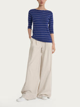 Maglietta skinny con stripes spaziate in Viscosa Summer  Blu Donna - Ragno