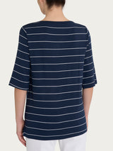 Maglietta soft con stripes spaziate in Viscosa Summer  Blu Donna - Ragno