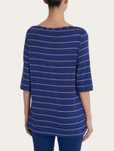 Maglietta soft con stripes spaziate in Viscosa Summer  Blu Donna - Ragno