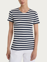 Maglietta con stripes e maniche corte in Viscosa Summer Blu Donna - Ragno