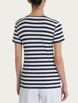 Maglietta con stripes e maniche corte in Viscosa Summer Blu Donna - Ragno