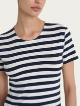 Maglietta con stripes e maniche corte in Viscosa Summer Blu Donna - Ragno