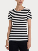 Maglietta con stripes e maniche corte in Viscosa Summer Neri Donna - Ragno