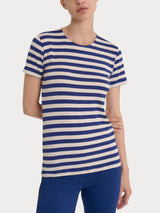 Maglietta con stripes e maniche corte in Viscosa Summer Blu Donna - Ragno