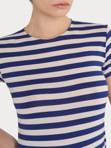 Maglietta con stripes e maniche corte in Viscosa Summer Blu Donna - Ragno