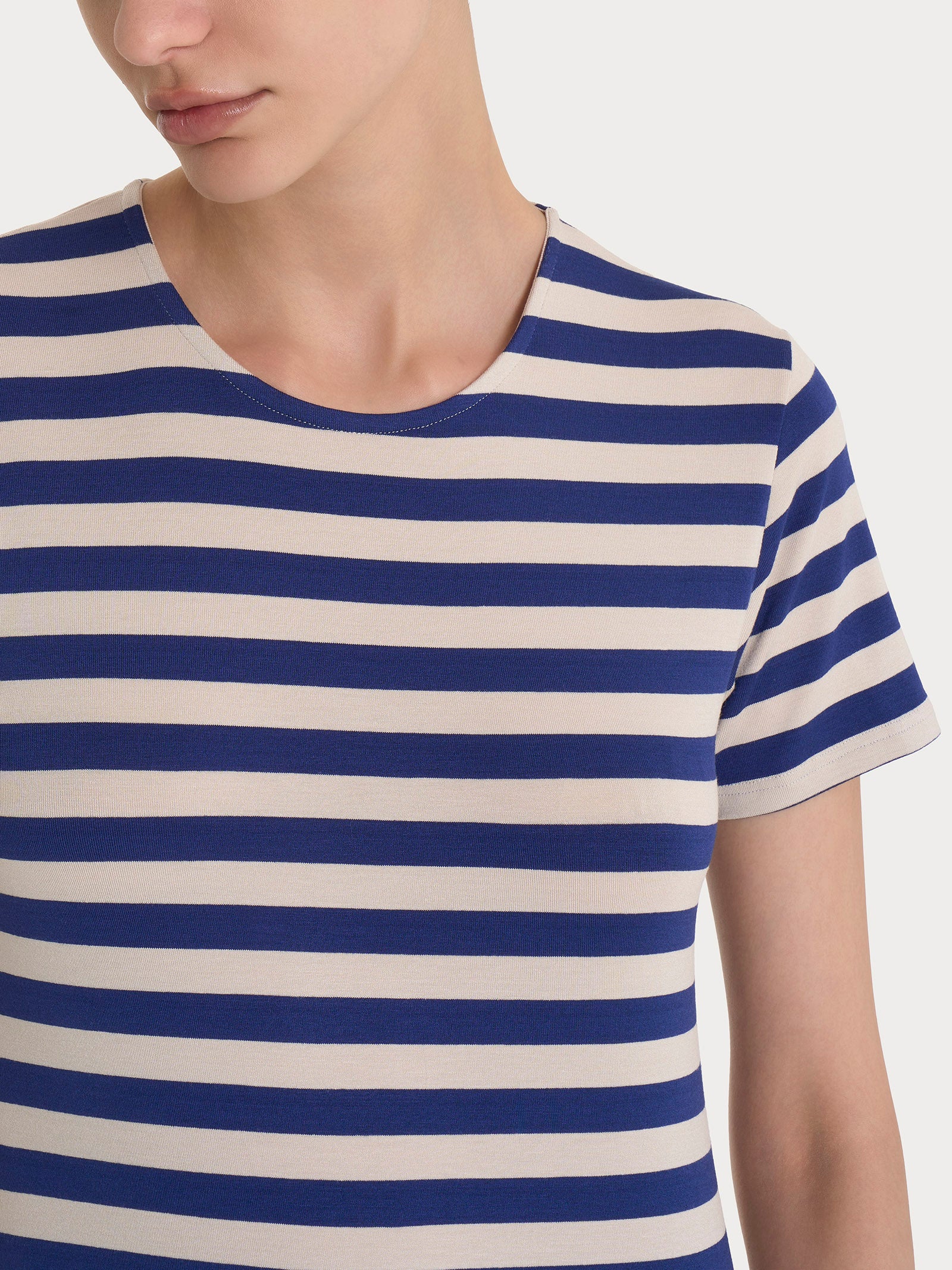 Maglietta con stripes e maniche corte in Viscosa Summer Blu Donna - Ragno