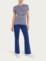 Maglietta con stripes e maniche corte in Viscosa Summer Blu Donna - Ragno