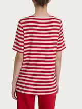 Maglietta girocollo con stripes in Viscosa Summer Rossi Donna - Ragno