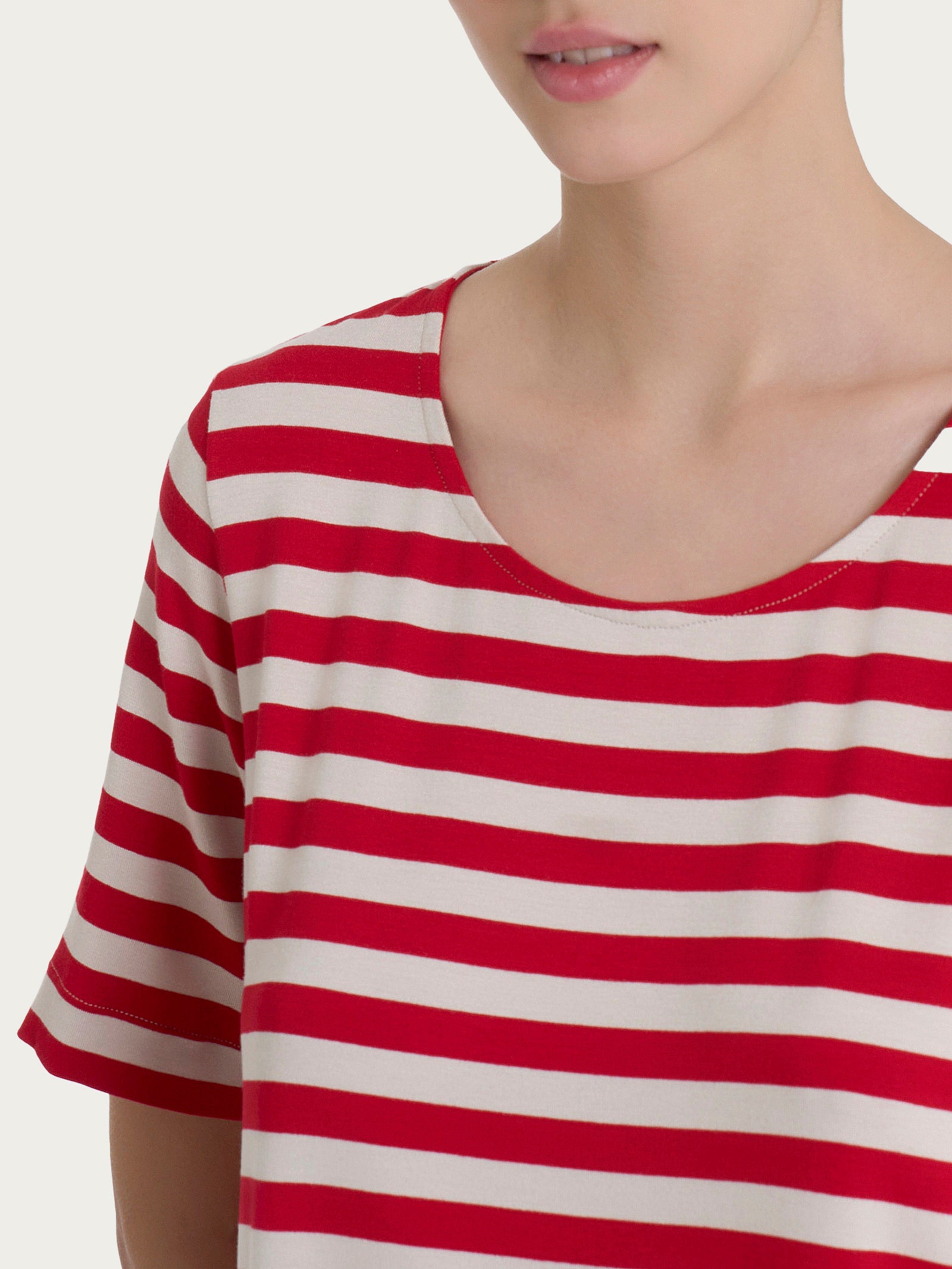 Maglietta girocollo con stripes in Viscosa Summer Rossi Donna - Ragno