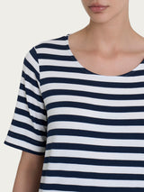 Maglietta girocollo con stripes in Viscosa Summer Blu Donna - Ragno