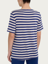 Maglietta girocollo con stripes in Viscosa Summer Blu Donna - Ragno