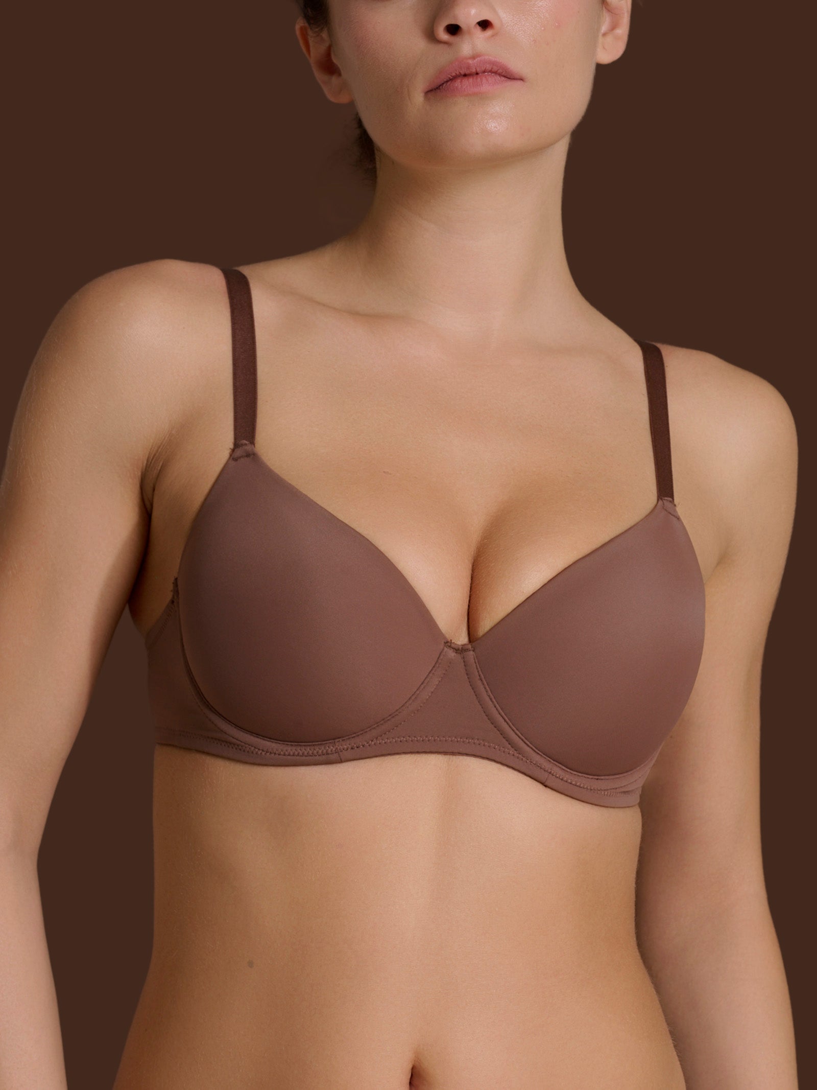 beYOUtiful - Reggiseno balconette imbottito in Microfibra Compact Marroni Donna - Ragno