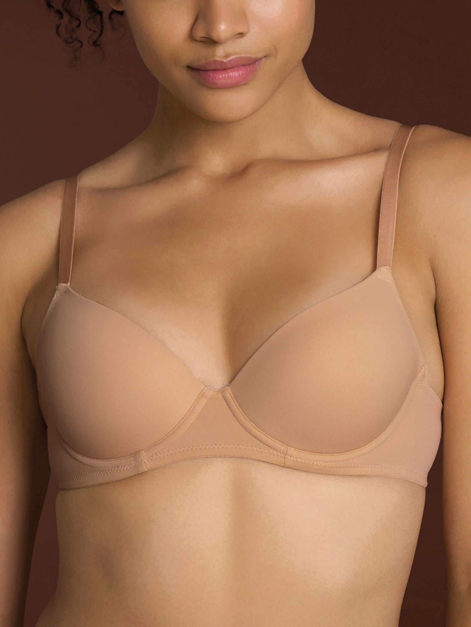 beYOUtiful - Reggiseno balconette imbottito in Microfibra Compact Marroni Donna - Ragno
