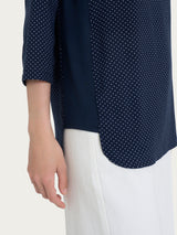 Maglia girocollo con dots in misto viscosa Blu Donna - Ragno