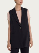 Gilet lungo smanicato in Super Natural Neri Donna - Ragno