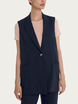 Gilet lungo smanicato in Super Natural Blu Donna - Ragno