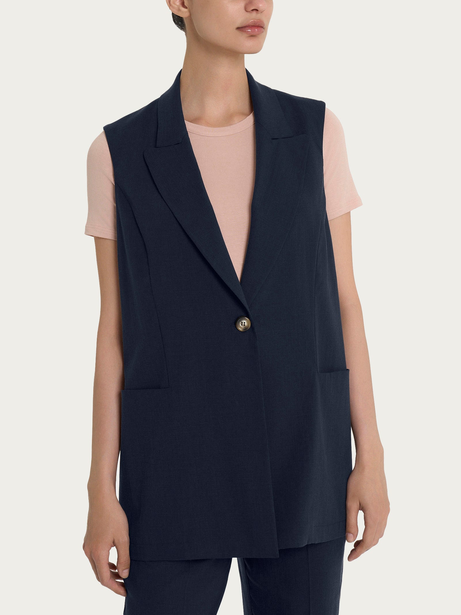 Gilet lungo in Super Natural Blu Donna - Ragno