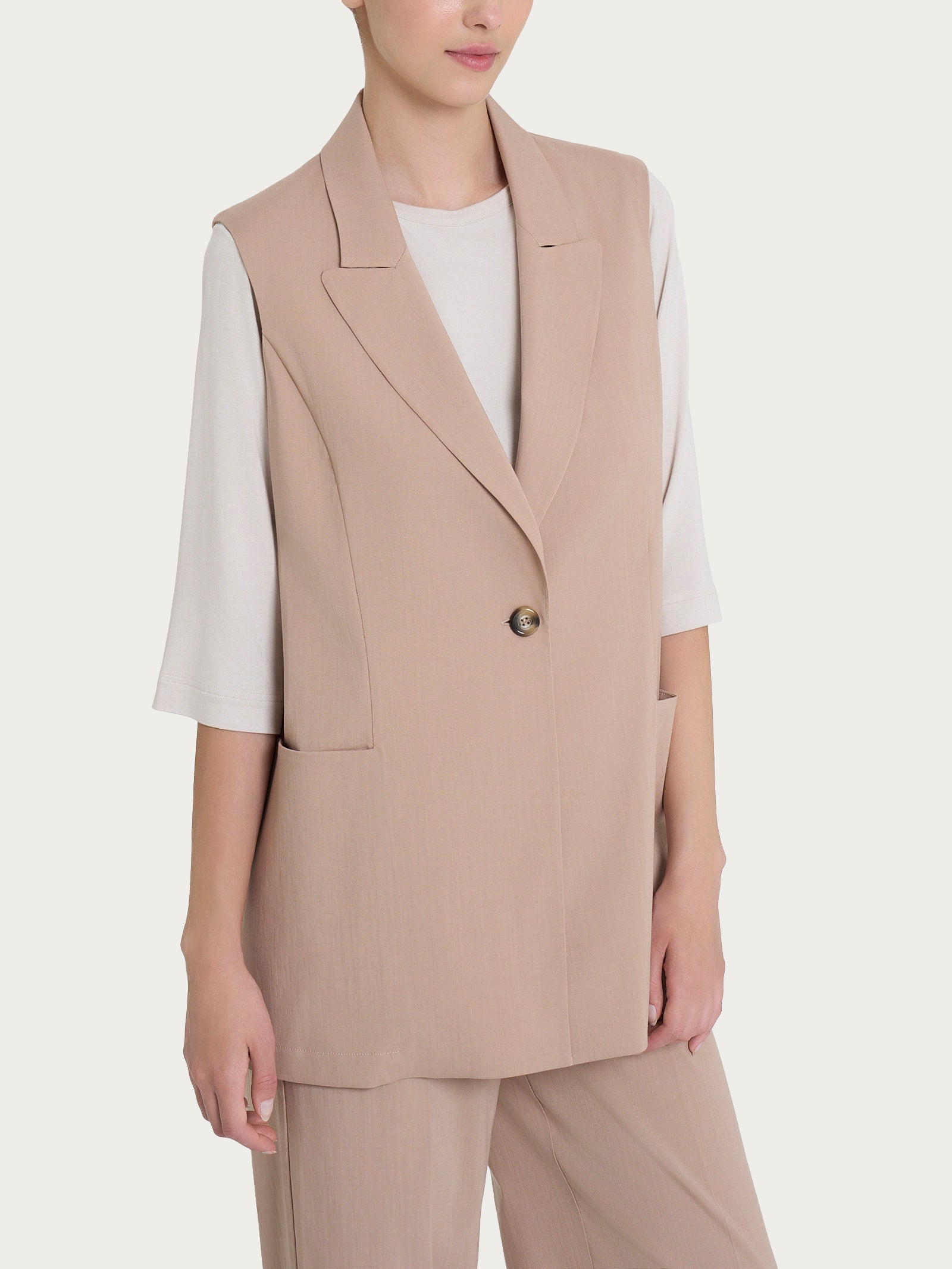 Gilet lungo smanicato in Super Natural Marroni Donna - Ragno