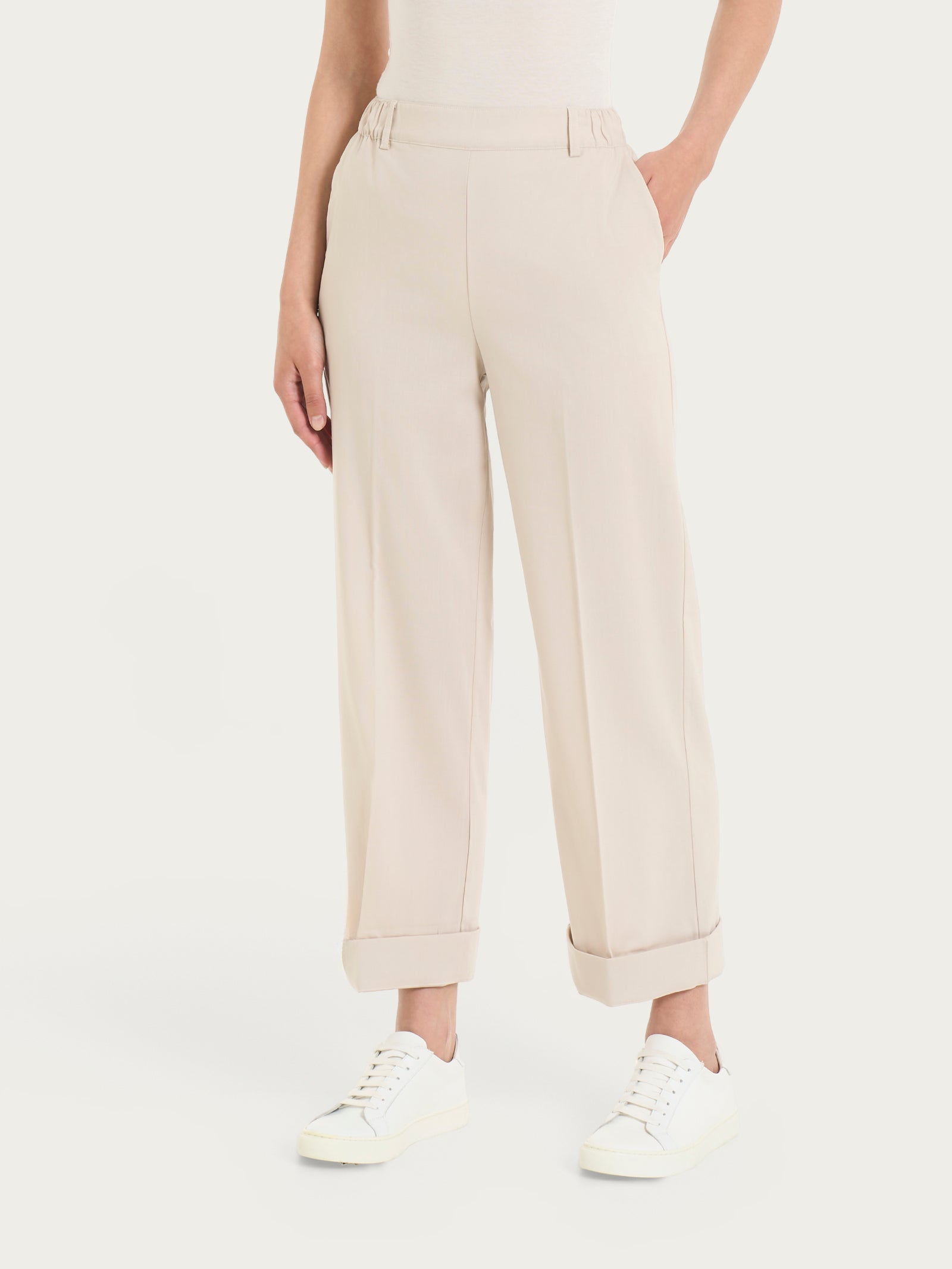 Pantalone ampio con tasche in Super Natural Bianchi Donna - Ragno