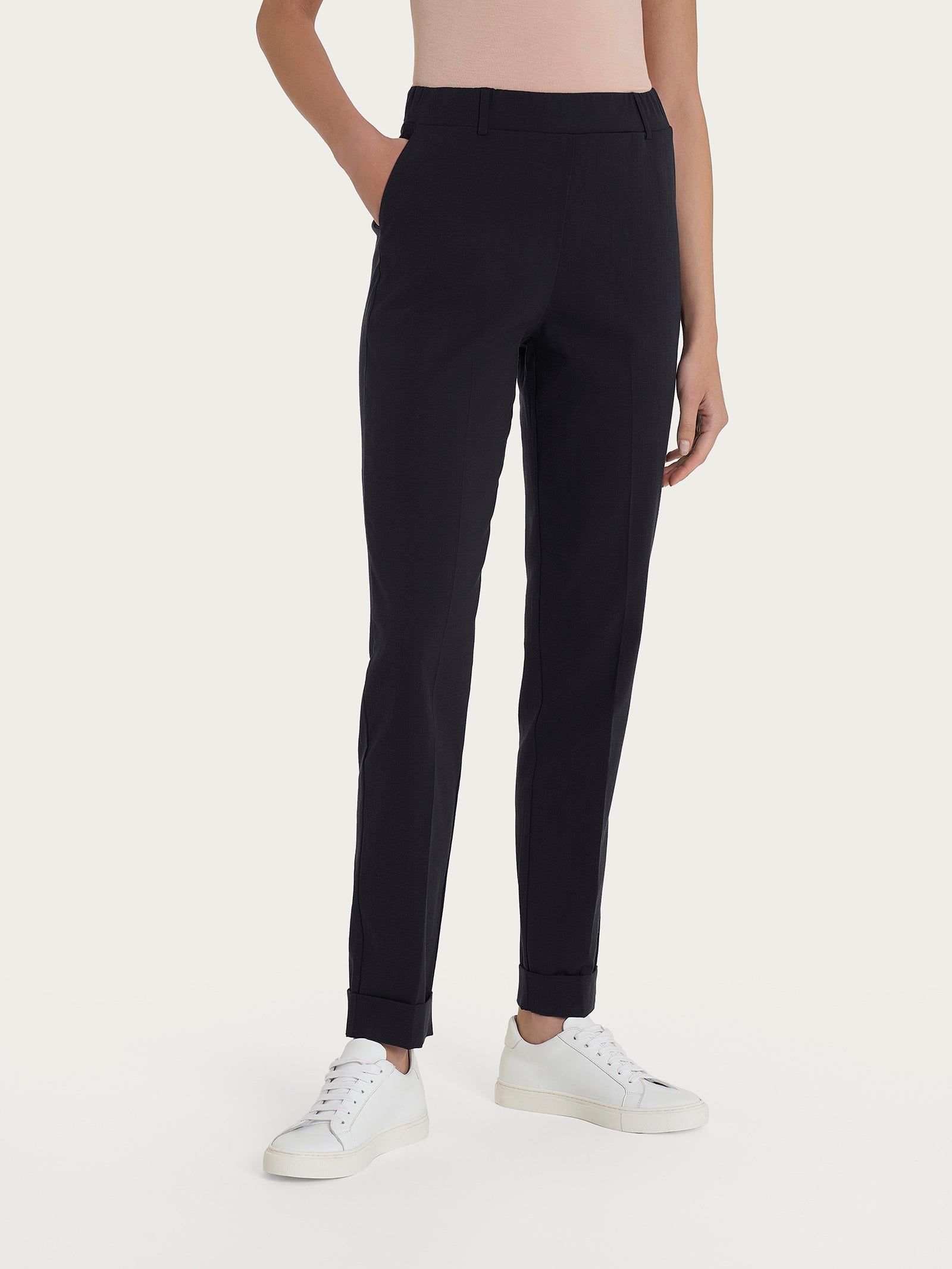 Pantalone chino slim con tasche in Super Natural Neri Donna - Ragno