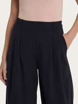 Pantalone palazzo con tasche e pinces in Super Natural Neri Donna - Ragno