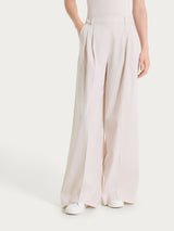 Pantalone palazzo con tasche e pinces in Super Natural Bianchi Donna - Ragno