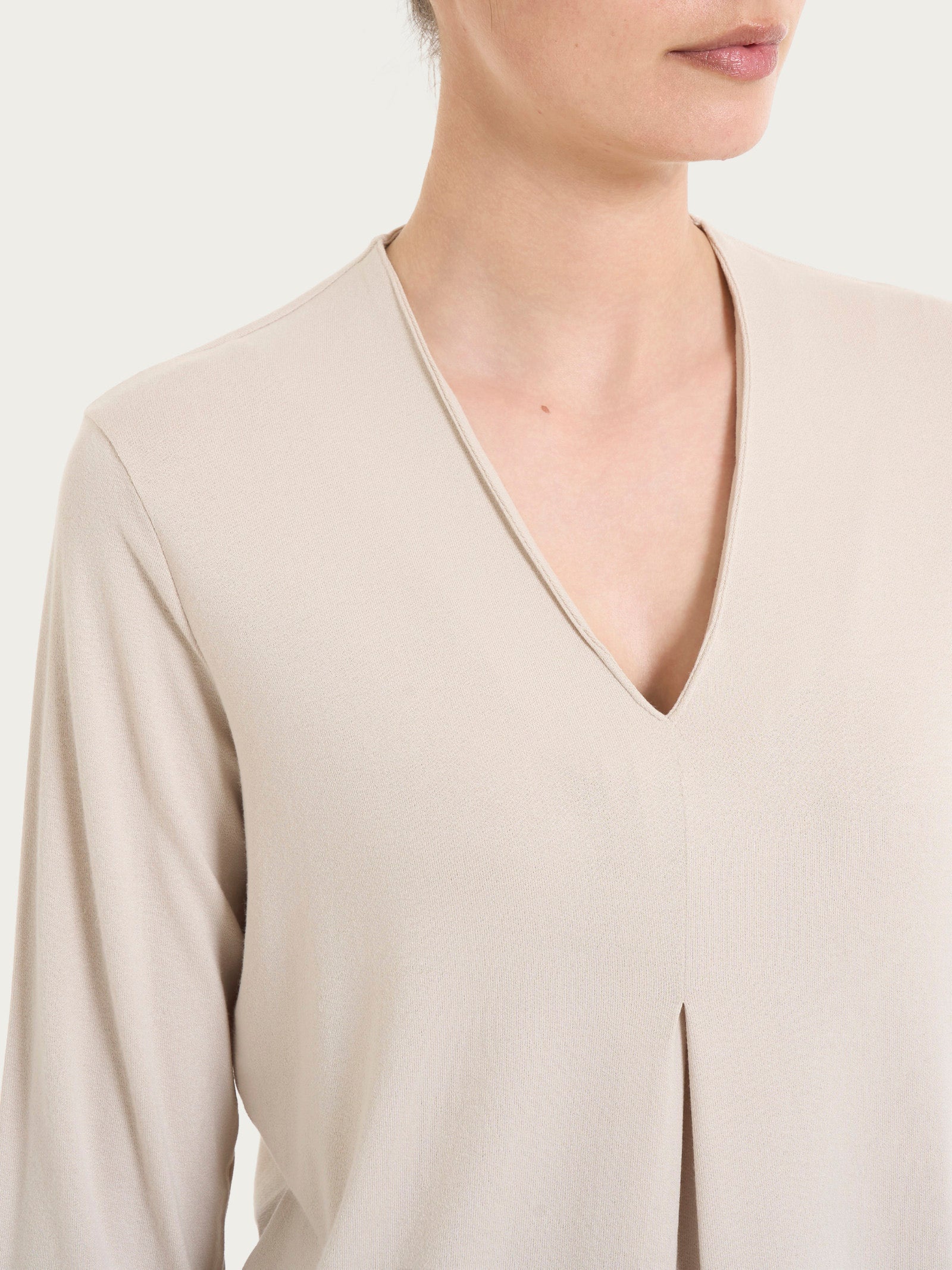Maglietta con piega frontale e manica 3/4 in jersey di viscosa Crêpe Bianchi Donna - Ragno