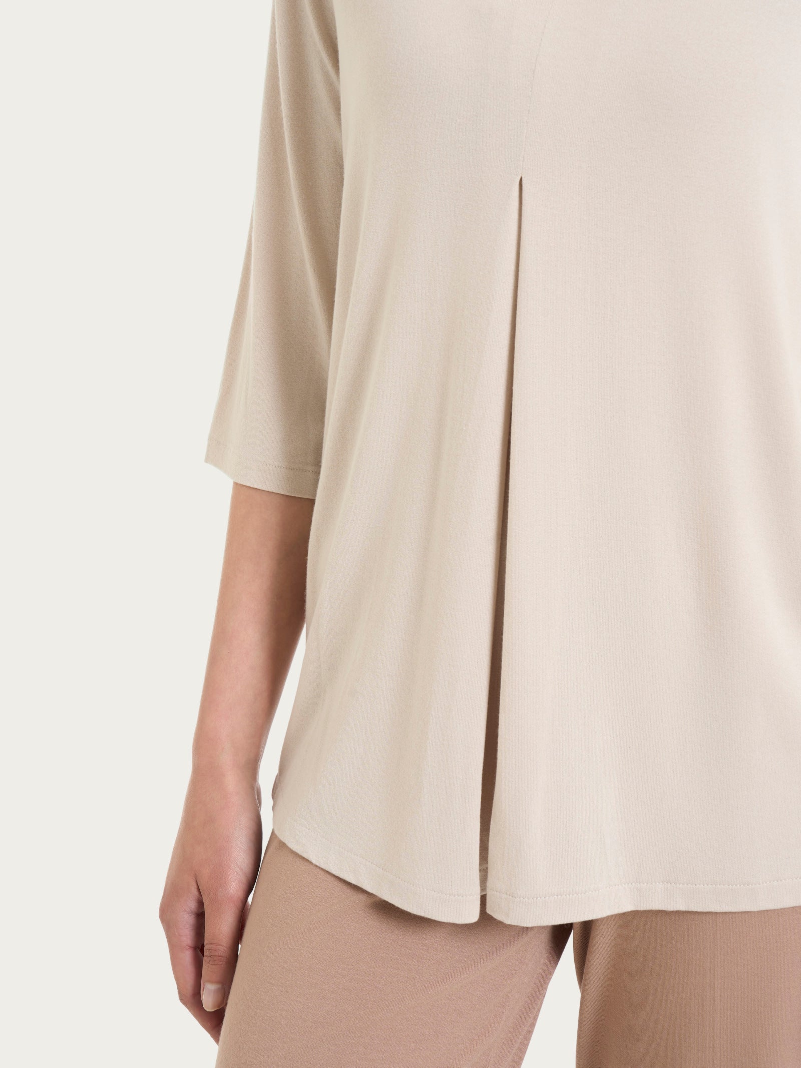 Maglietta con piega frontale e manica 3/4 in jersey di viscosa Crêpe Bianchi Donna - Ragno