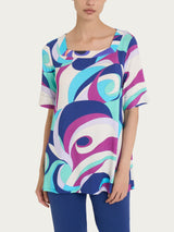 Maglietta con scollo squadrato e waves pattern in Viscosa Summer Verdi Donna - Ragno