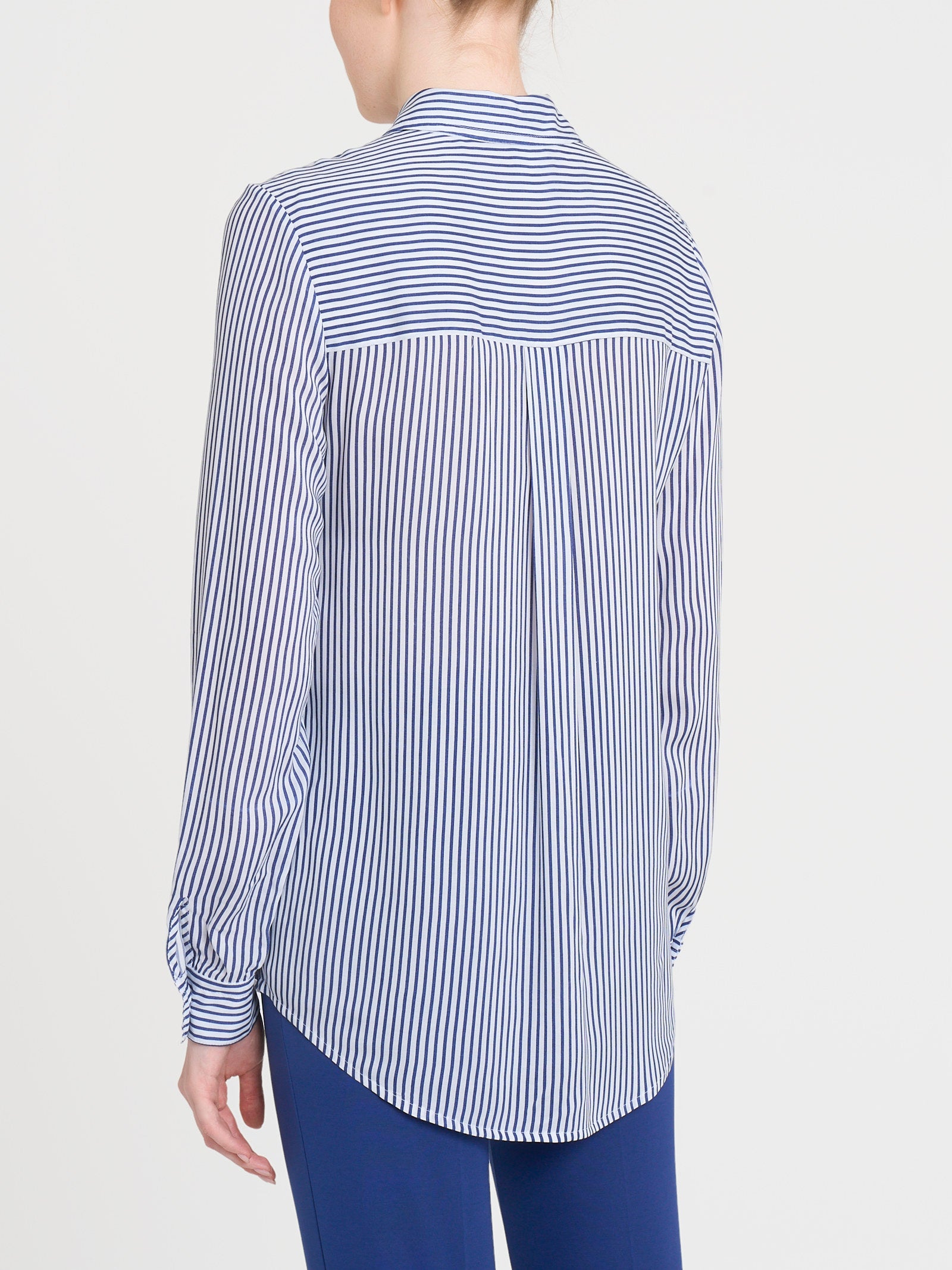 Camicia con stripes e manica lunga in Ecoseta Bianchi Donna - Ragno