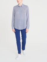 Camicia con stripes e manica lunga in Ecoseta Bianchi Donna - Ragno