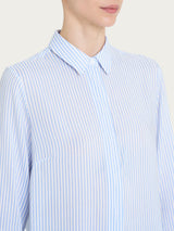 Camicia con stripes e manica lunga in Ecoseta Rosa Donna - Ragno