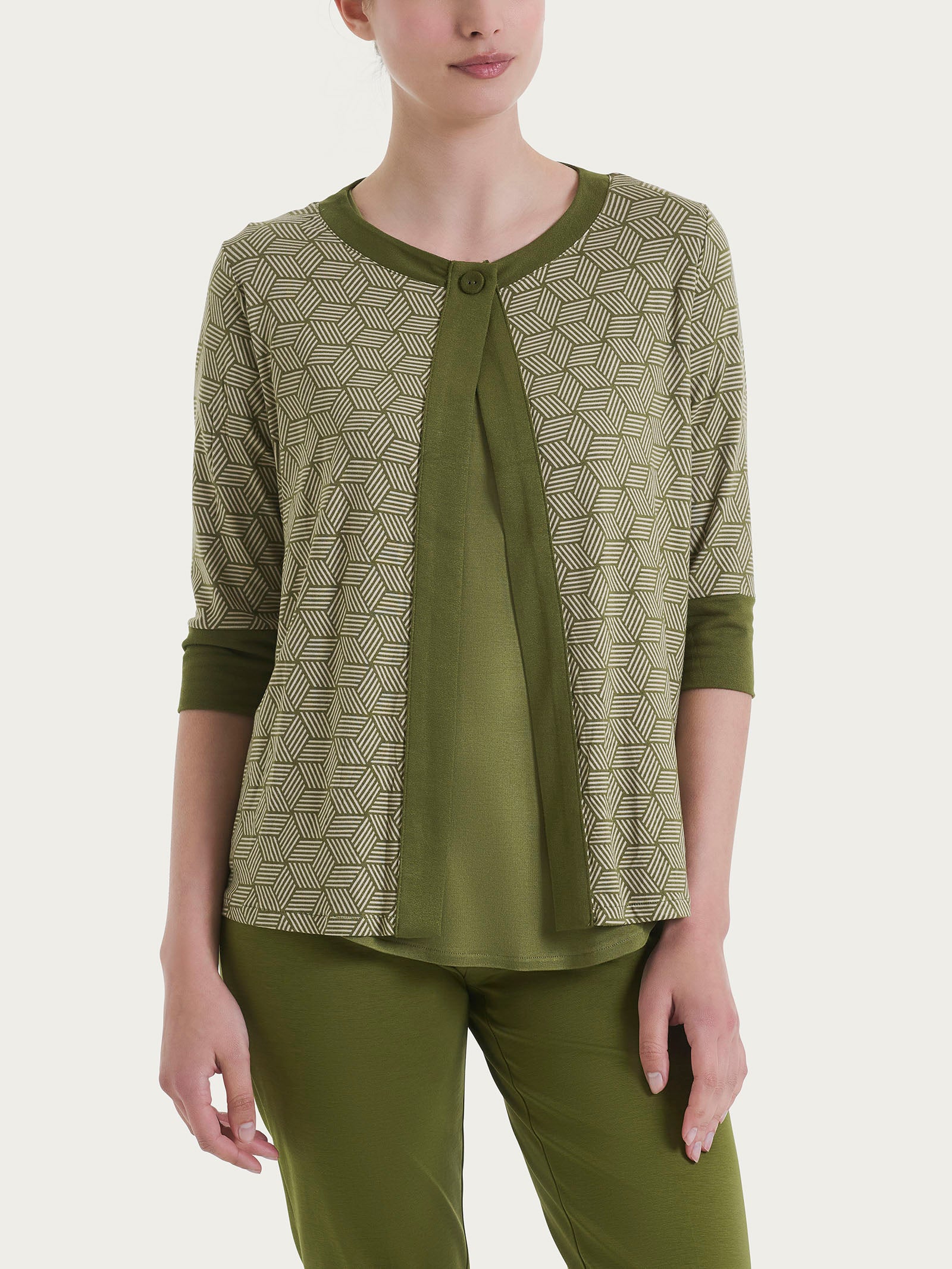 Cardigan corto con cubi in Viscosa Summer Verdi Donna - Ragno