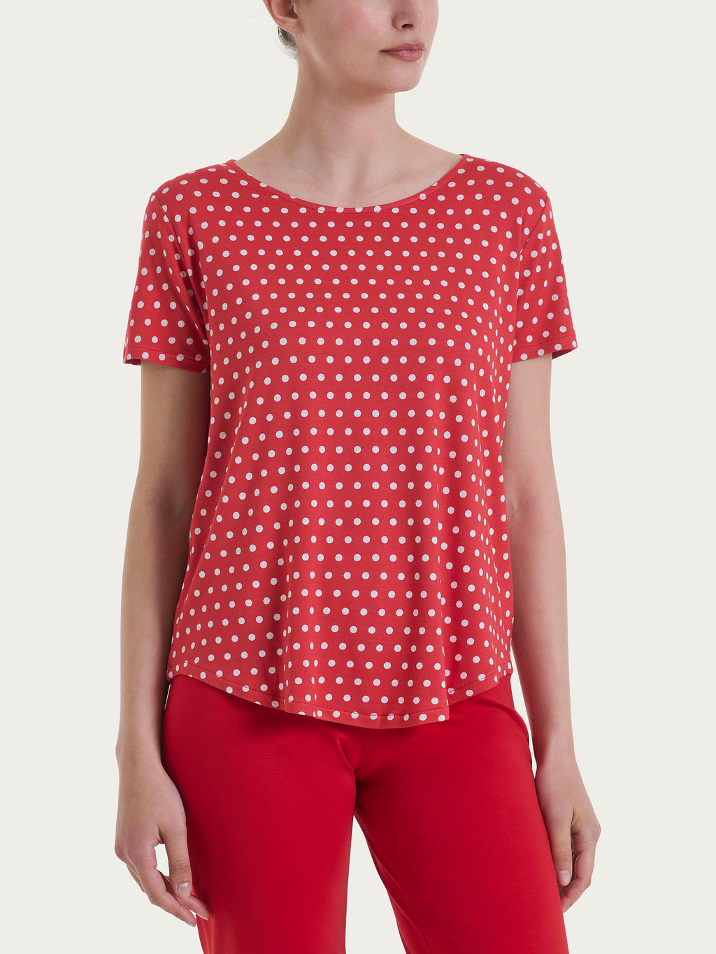 Maglietta con manica corta e dots in Viscosa Summer Salsa