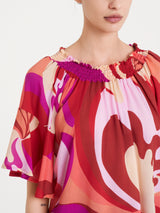 Maglietta arricciata con fantasia in EcoSeta Rossi Donna - Ragno