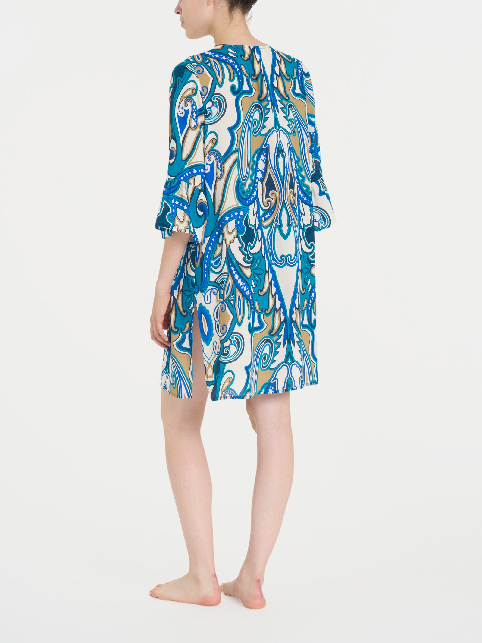 Caftano con manica 3/4 in Ecoseta Blu Donna - Ragno