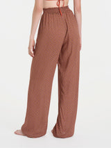 Pantalone ampio con arricciatura in fantasia in Ecoseta Marroni Donna - Ragno