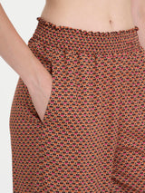 Pantalone ampio con arricciatura in fantasia in Ecoseta Marroni Donna - Ragno