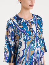 Blusa lunga con manica 3/4 in Ecoseta Blu Donna - Ragno