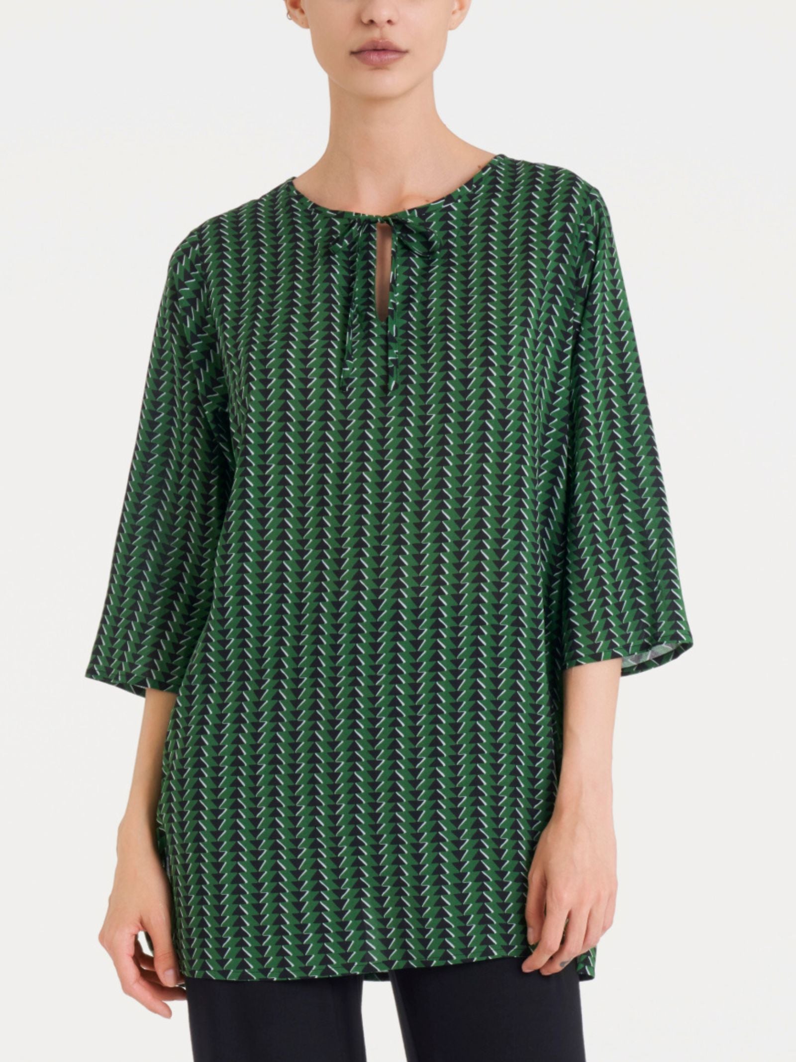 Blusa lunga con manica 3/4 in Ecoseta Verdi Donna - Ragno