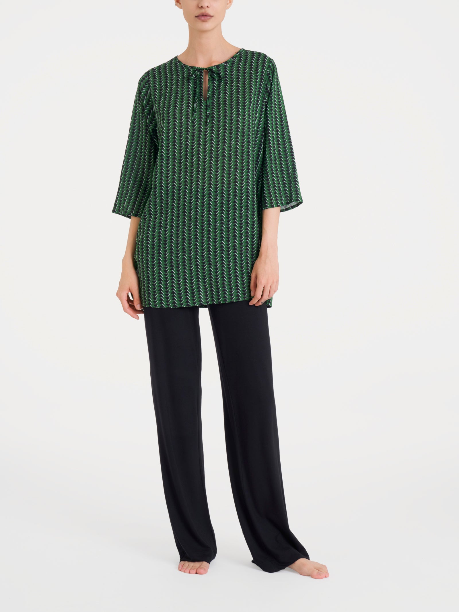 Blusa lunga con manica 3/4 in Ecoseta Verdi Donna - Ragno