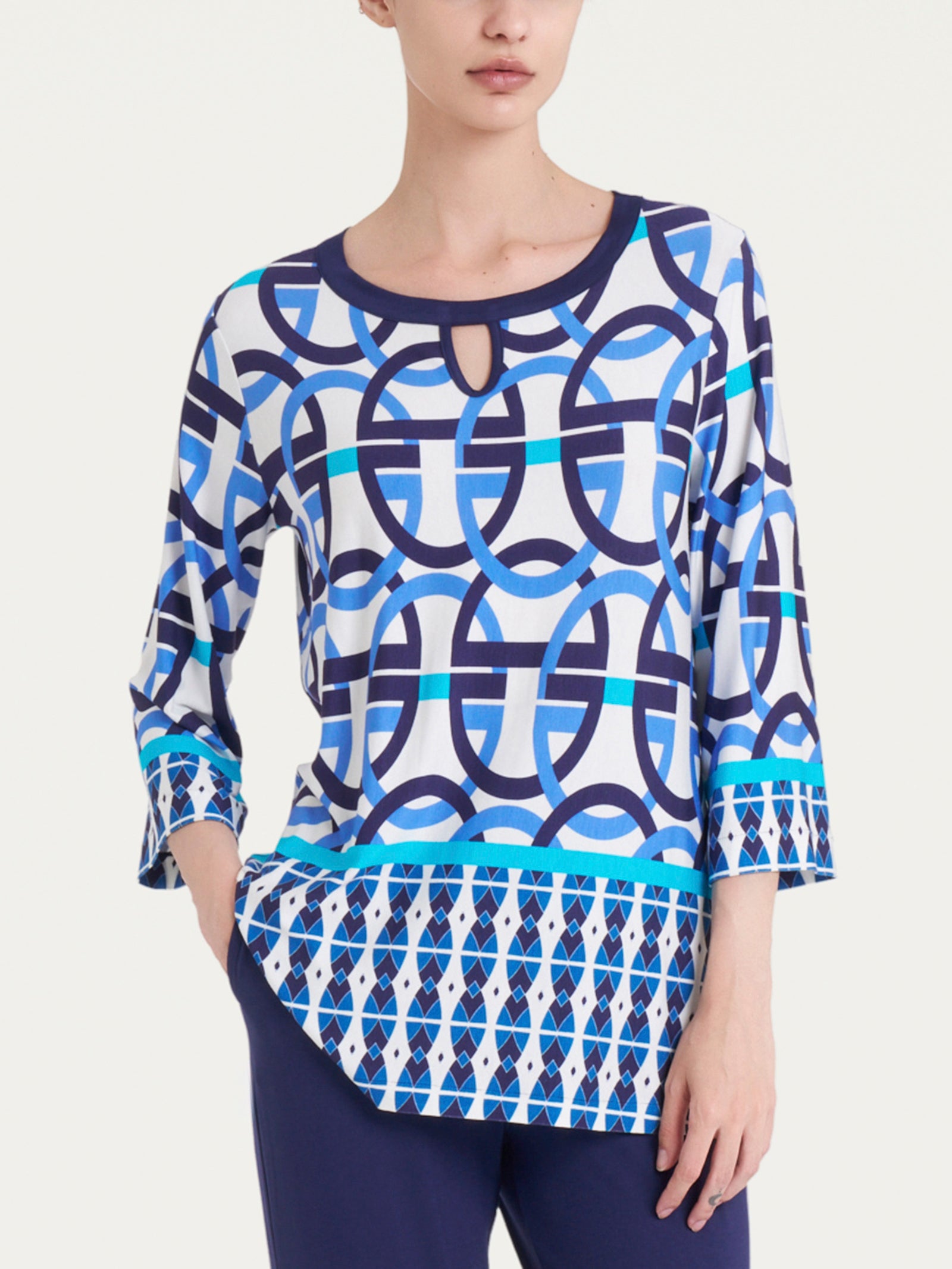 Maglietta con cerchi in Viscosa Summer  Azzurri Donna - Ragno