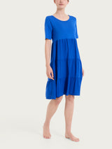 Vestito svasato a balze in misto viscosa Blu Donna - Ragno