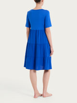 Vestito svasato a balze in misto viscosa Blu Donna - Ragno